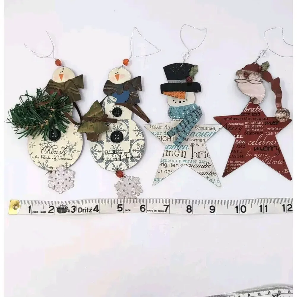 Snowman Santa Christmas Ornaments‎ Metal Winter Dreams 2 Boxes 4 pc NEW NWT